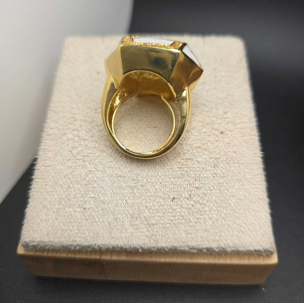 Gold and White Geometric Statement Ring (2072) - Picture 5 of 6